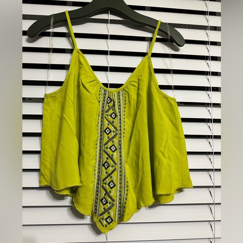 #9)  Society Girl green embroidered crop top